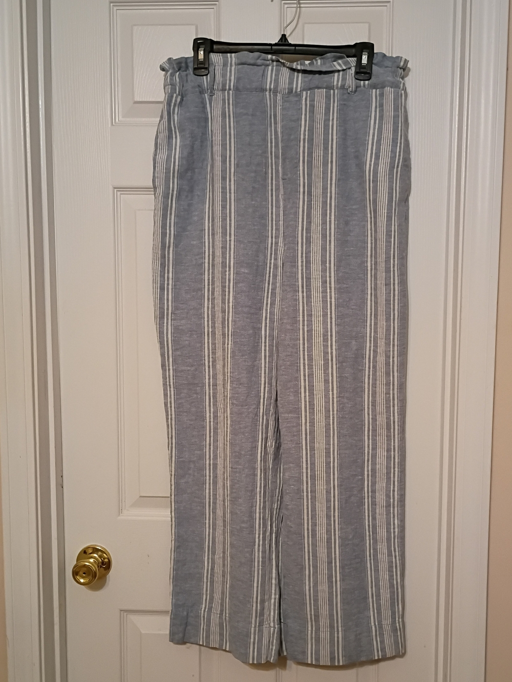 Wallflower Blue and White Linen Blend Striped Wide-Leg Pants